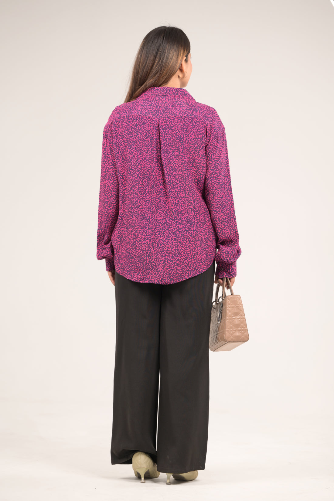 Pink & Purple Rayon Shirt & Black Trouser Desk to Dine Set