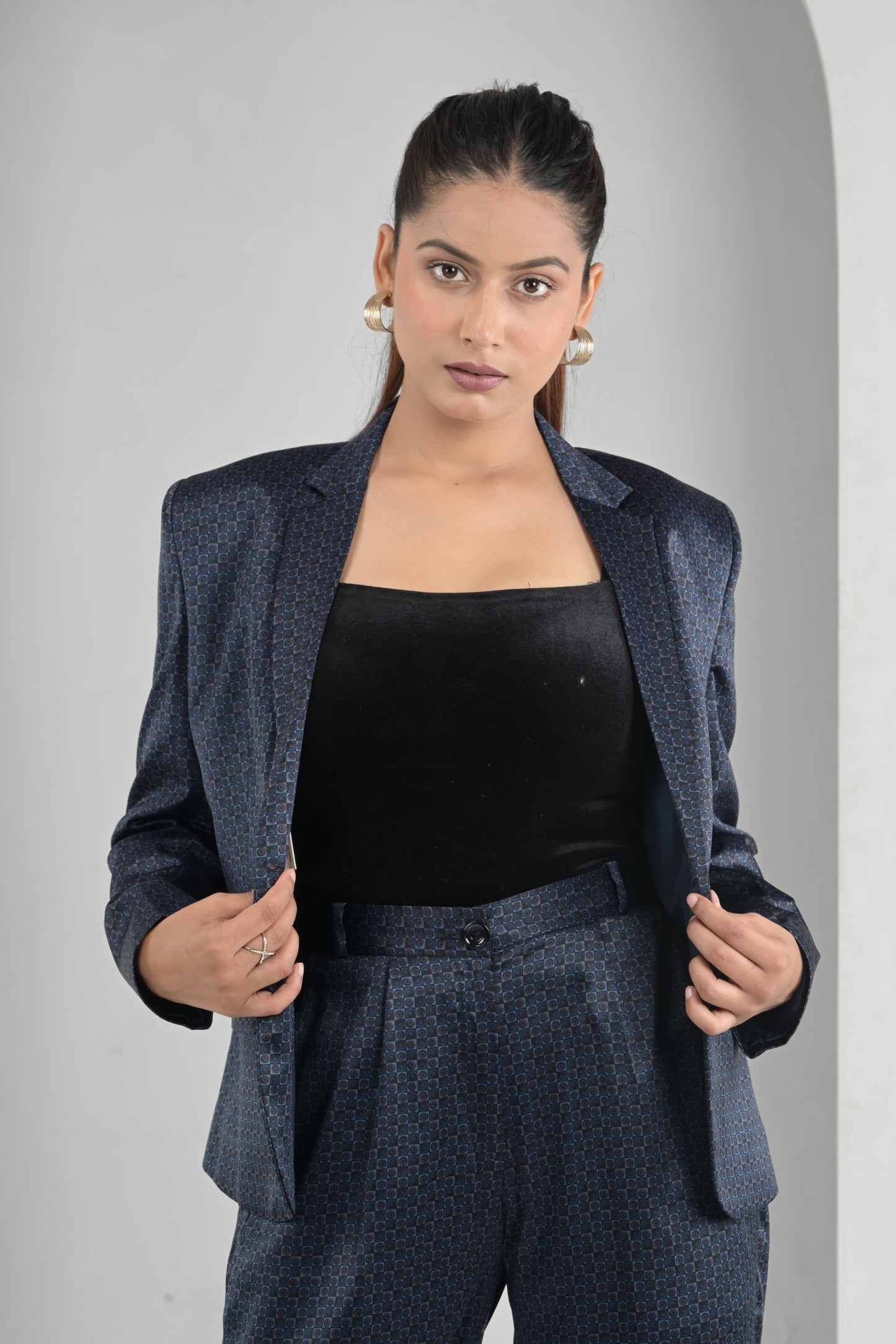 Navy Noir Elegance Blazer Set