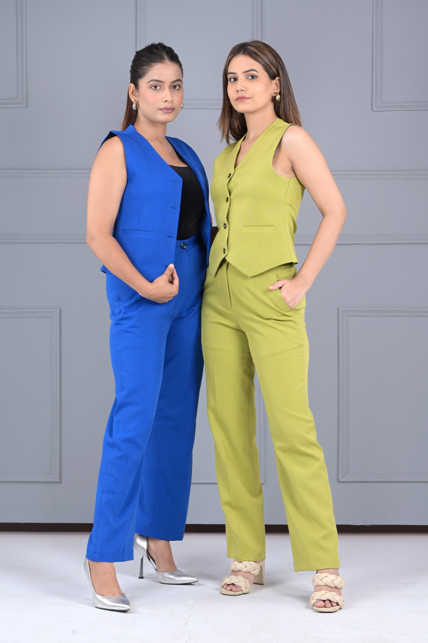 Regal Sapphire Chic Vest Set - Blue