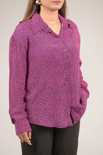 Pink & Purple Rayon Shirt & Black Trouser Desk to Dine Set