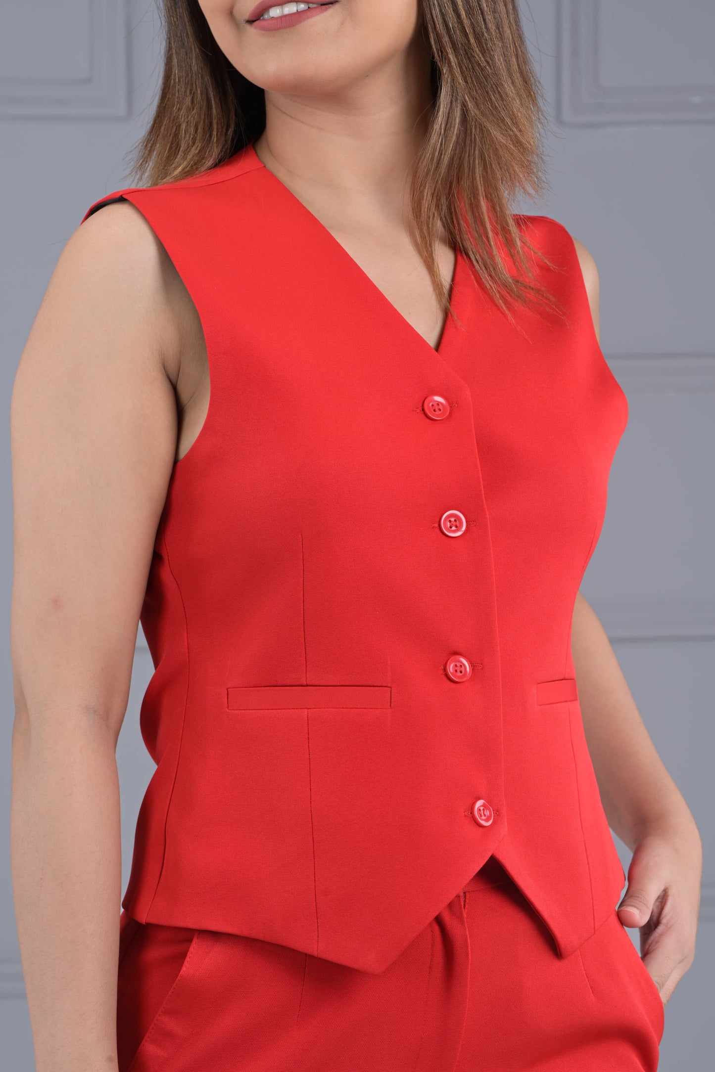 Crimson Charm Vest Set - Red